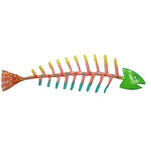 Handcrafted Bare Bones Fishbones Skeleton Haitian Metal Art Green